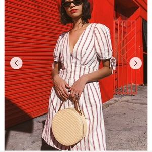 PLUNGING STRIPED DRESS